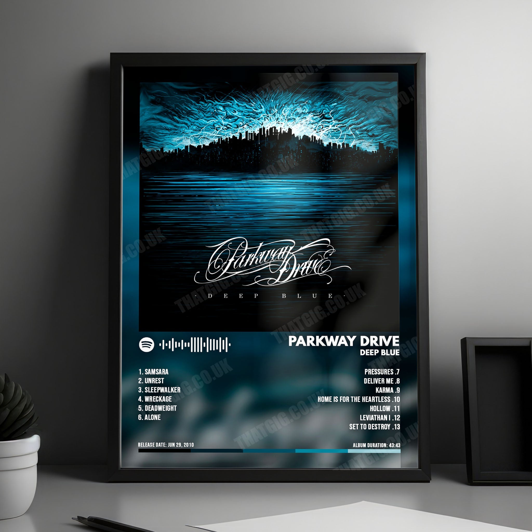 Parkway Drive "Deep Blue" Album Cover Poster - with Complete Tracklist