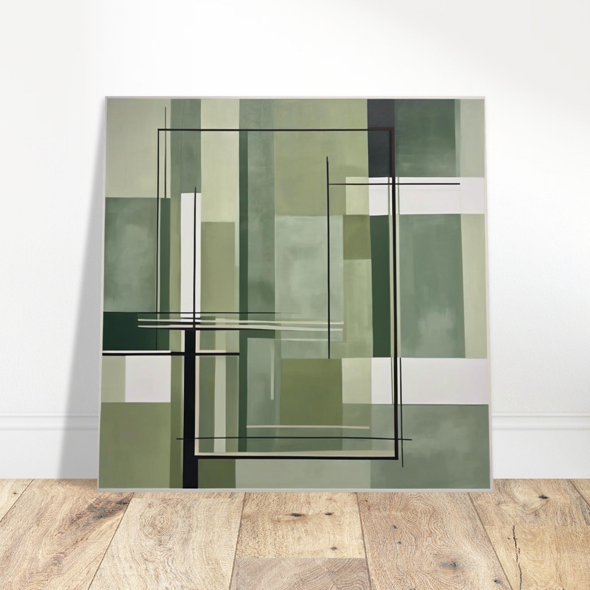 Sage Green Abstract Wall Art Print – Minimalist Geometric Poster, Modern Neutral Scandinavian Living Room Decor