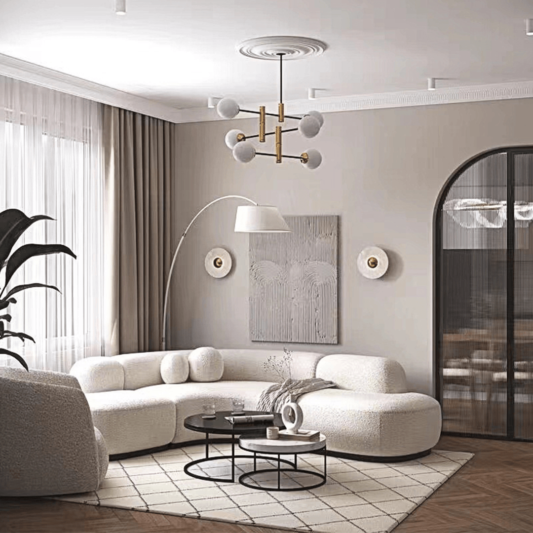 Eulalia Cream Curve Three Seater Sofa, Corner Sofa, Boucle