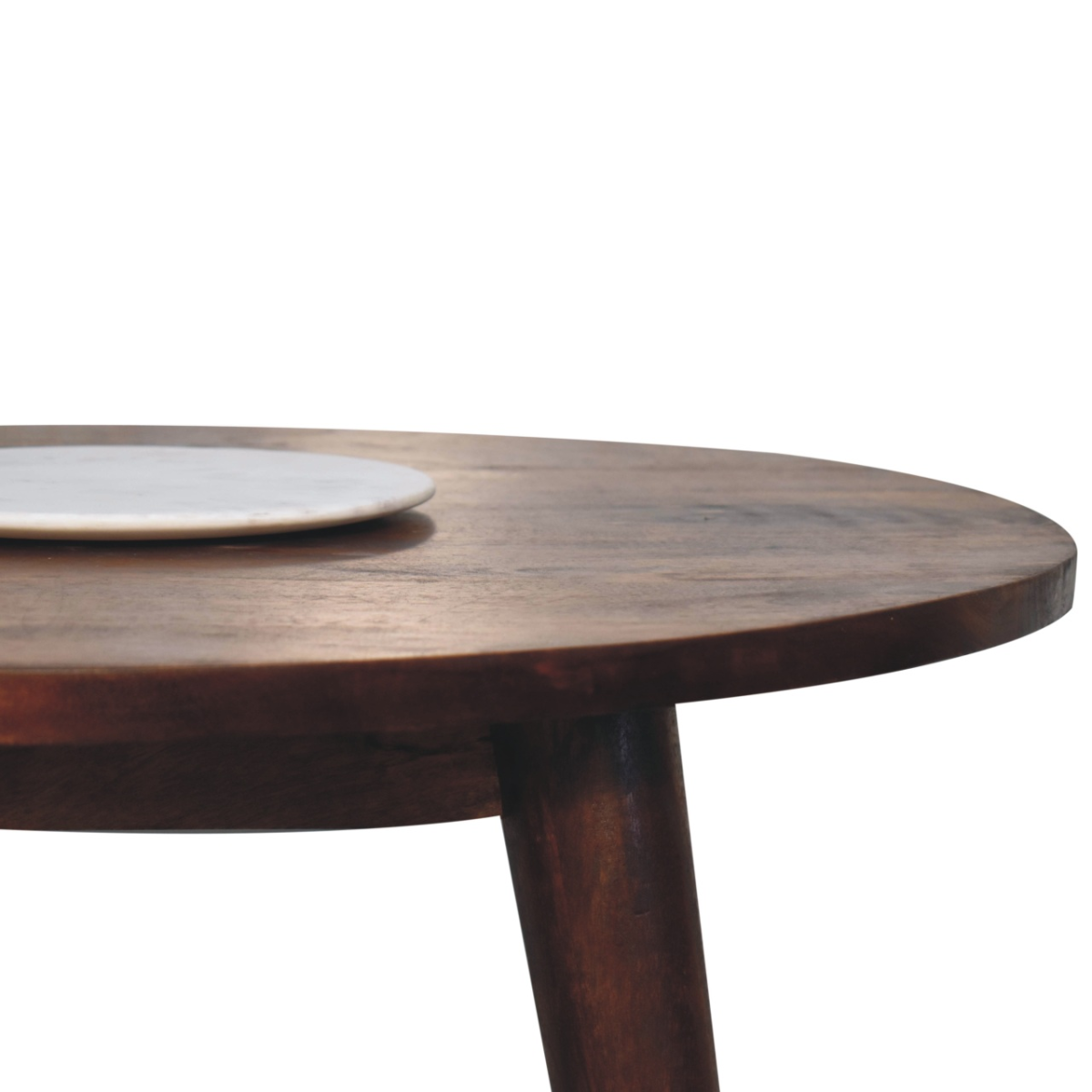 Artisan Furniture Solid Wood Chestnut Round Nordic End Table, Brown