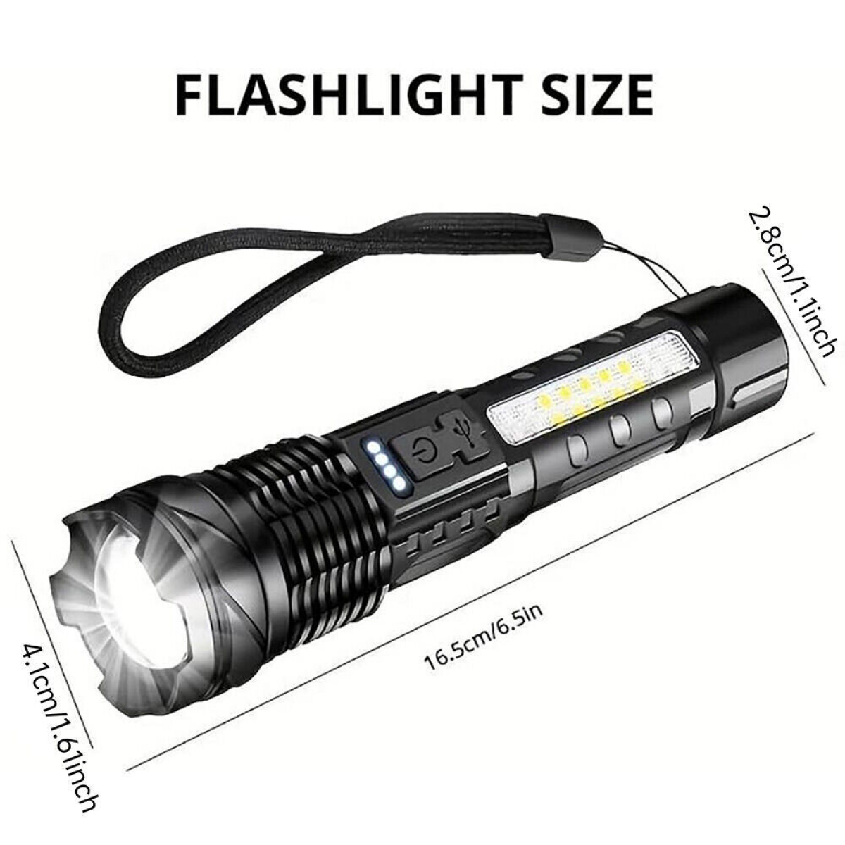 2 Pack USB Rechargeable LED Flashlight Adjustable Focus Camping Hiking Outdoor Flashlight Work light