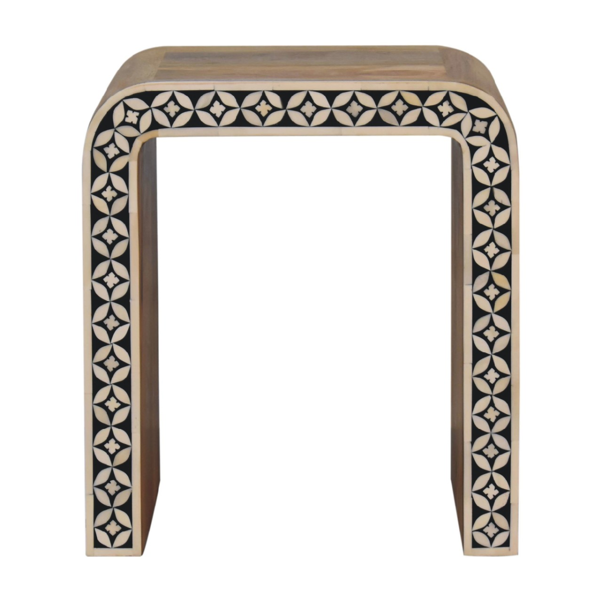 Artisan Furniture Solid Mango Wood Edessa Bone Inlay End Table