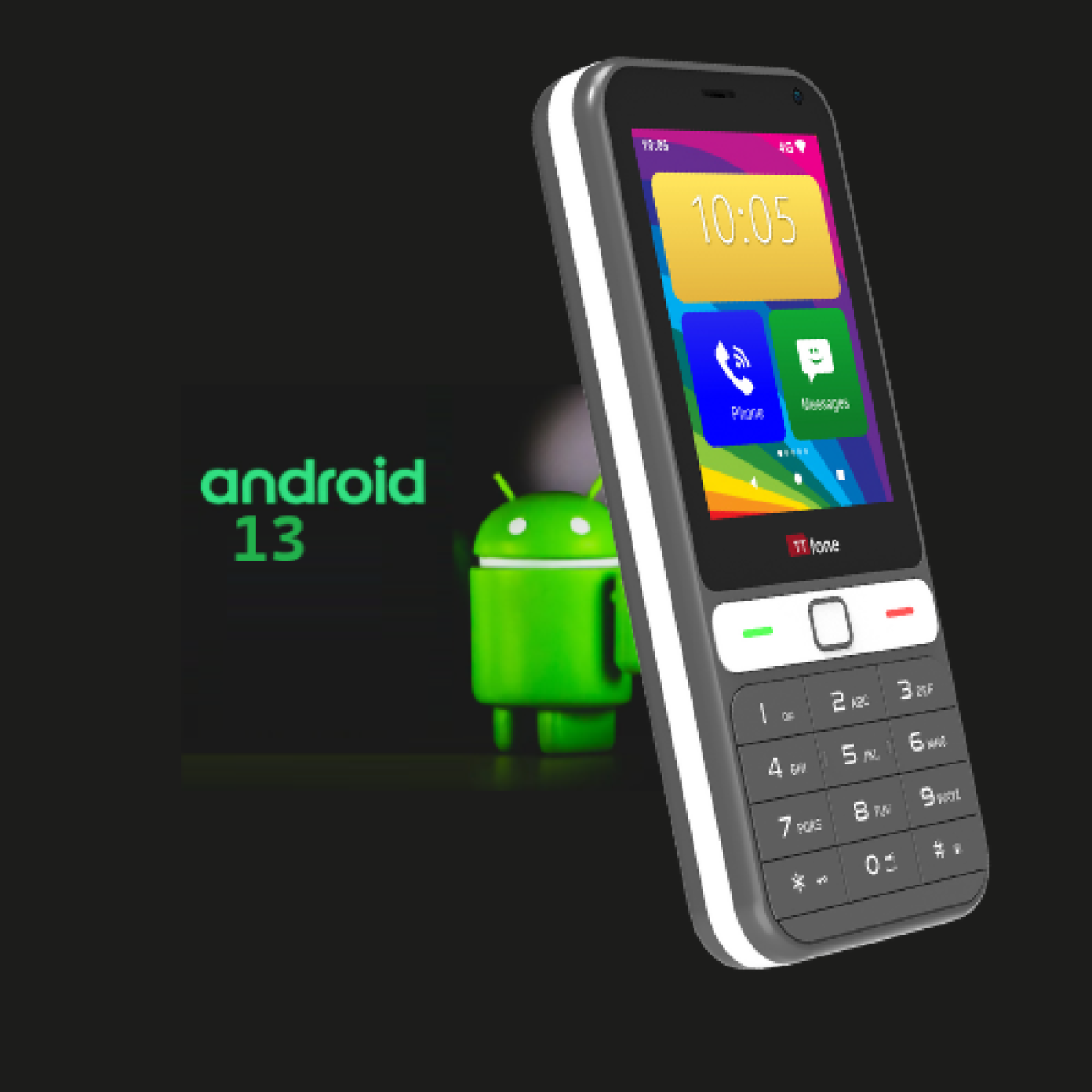 TTfone TT280  Simple 4G Dual SIM Bar Phone with Android, 2.8" Touchscreen, Keypad, 2MP Camera, USB-C - Easy to Use Unlocked Mobile (with USB Cable and Giffgaff Sim Card)