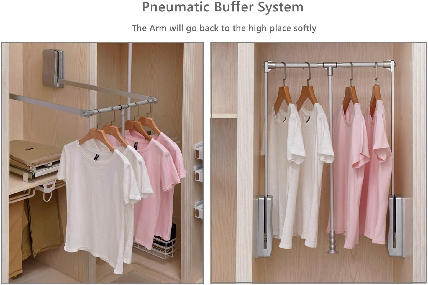 Pull Down Clothes Rail Adjustable 890-1210mm Wardrobe Lift 20KG Nisorpa