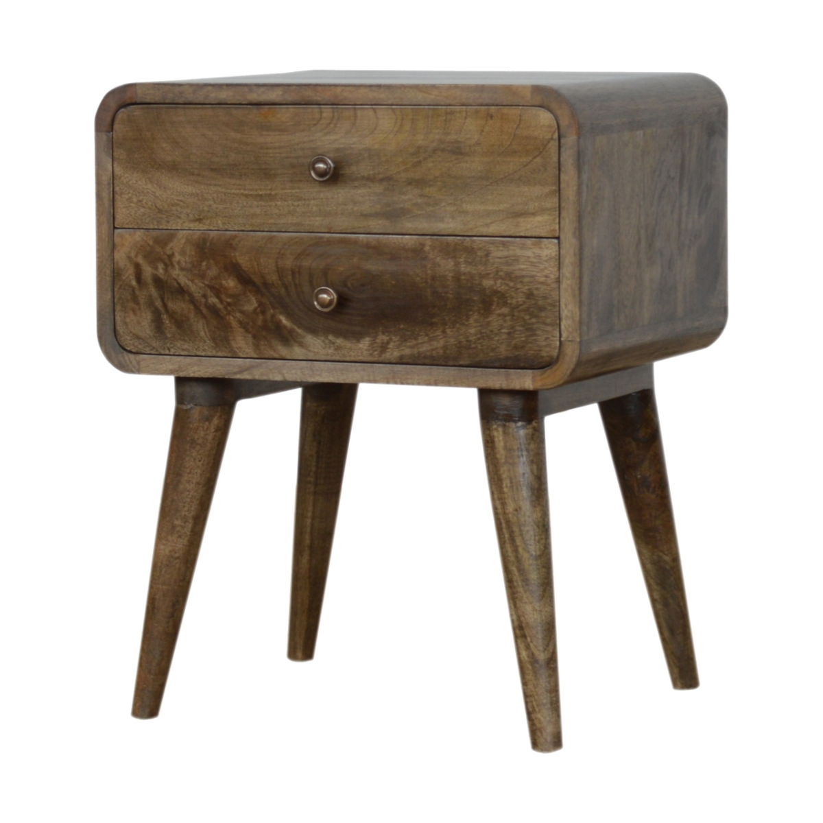 Artisan Furniture Solid Wood Curved Classic Grey Washed Bedside