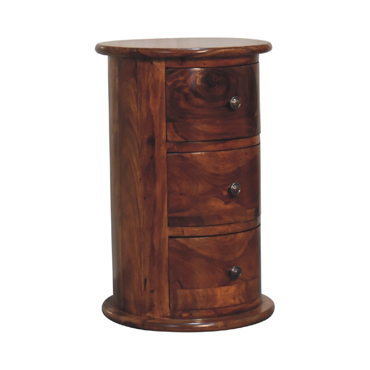 Artisan Furniture Solid Mango Wood 3 Drawer Chestnut Sheesham Drum