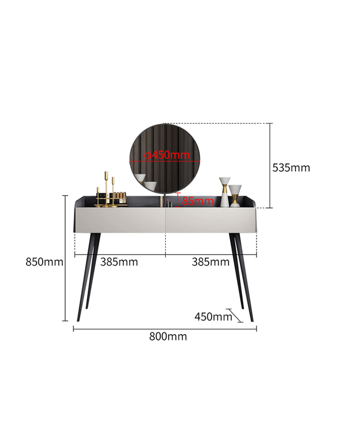 Aden Dressing Table Set With Mirror
