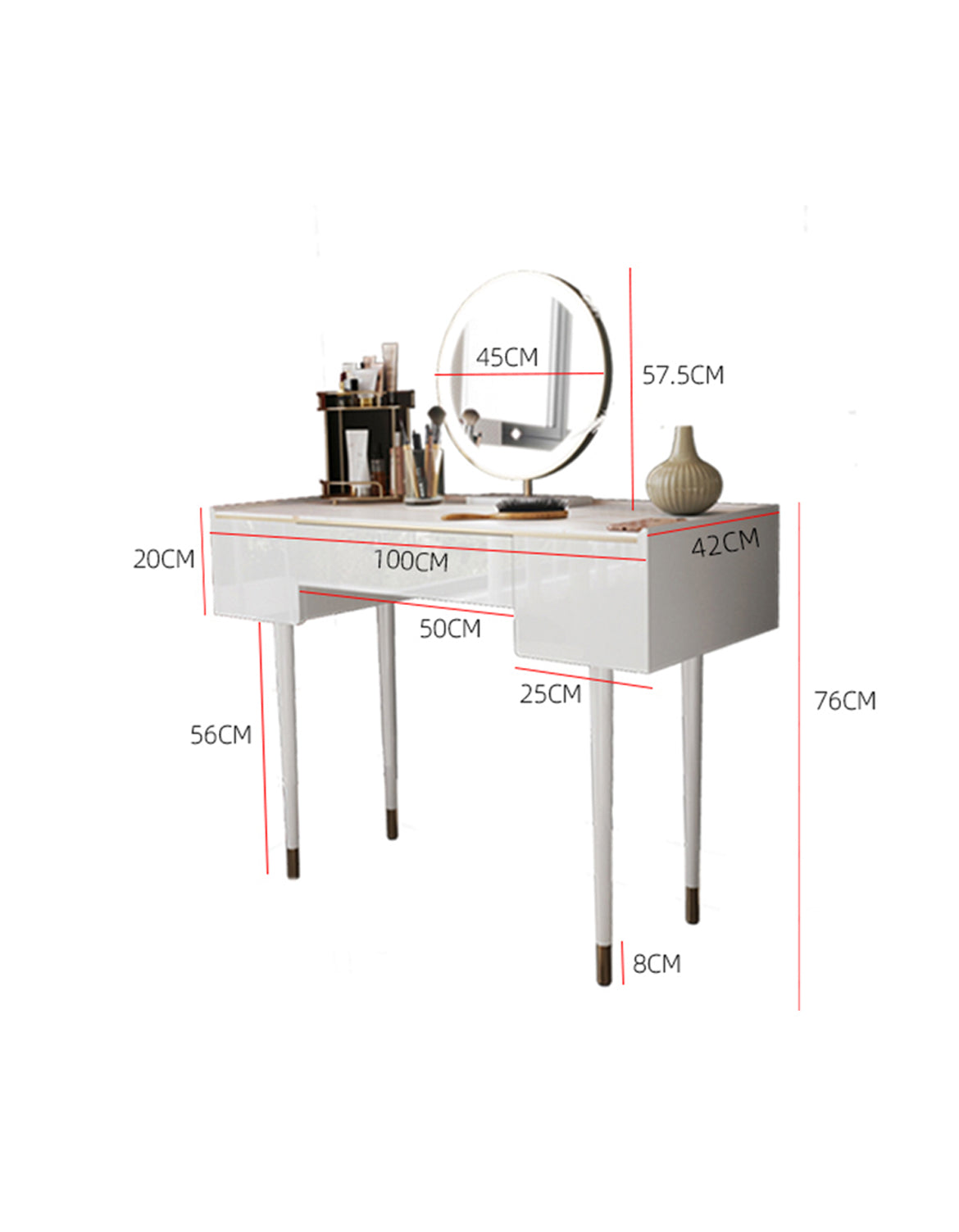 Vanity Dressing Table With LED Mirror, Clearance, Blcak