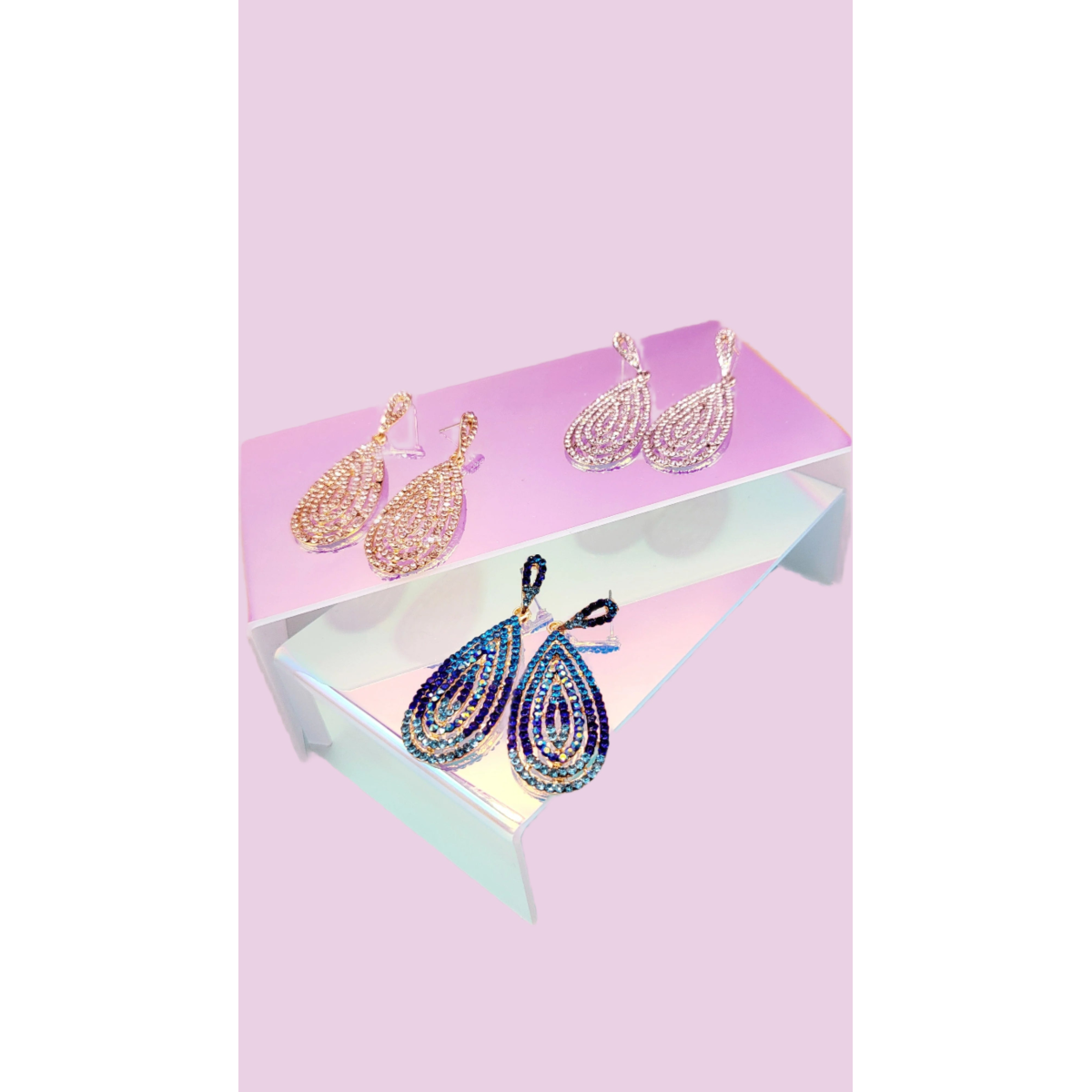 Layered Loop Crystal Drop and Dangle Earrings