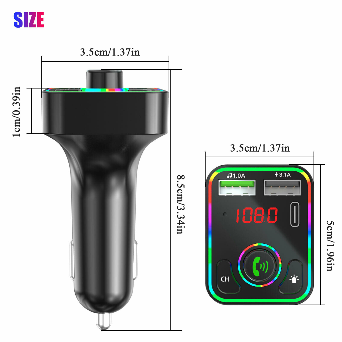 Bluetooth 5.0 Wireless Car FM Transmitter MP3 Player Radio 2 USB Charger Adapter