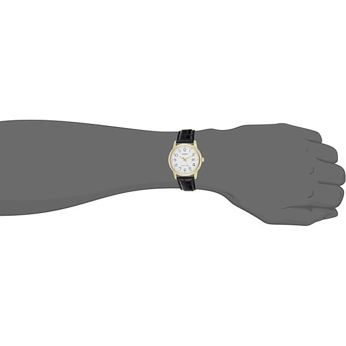 Casio Mens Basic Big Number Dated White Dial Black leather Strap watch