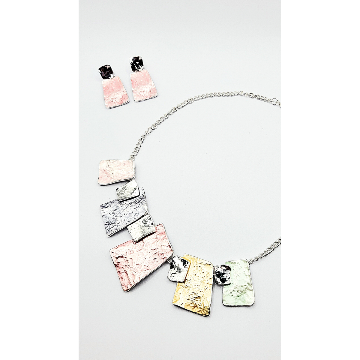 Abstract Squares Necklace & Earrings Set