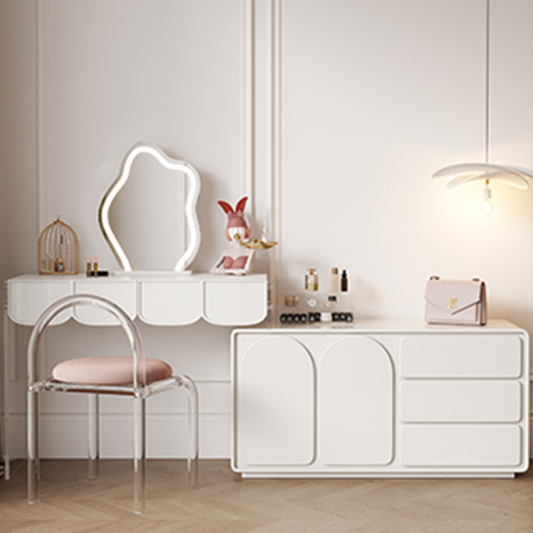 Zenith Dressing Table With Sideboard & LED Mirror, Cream