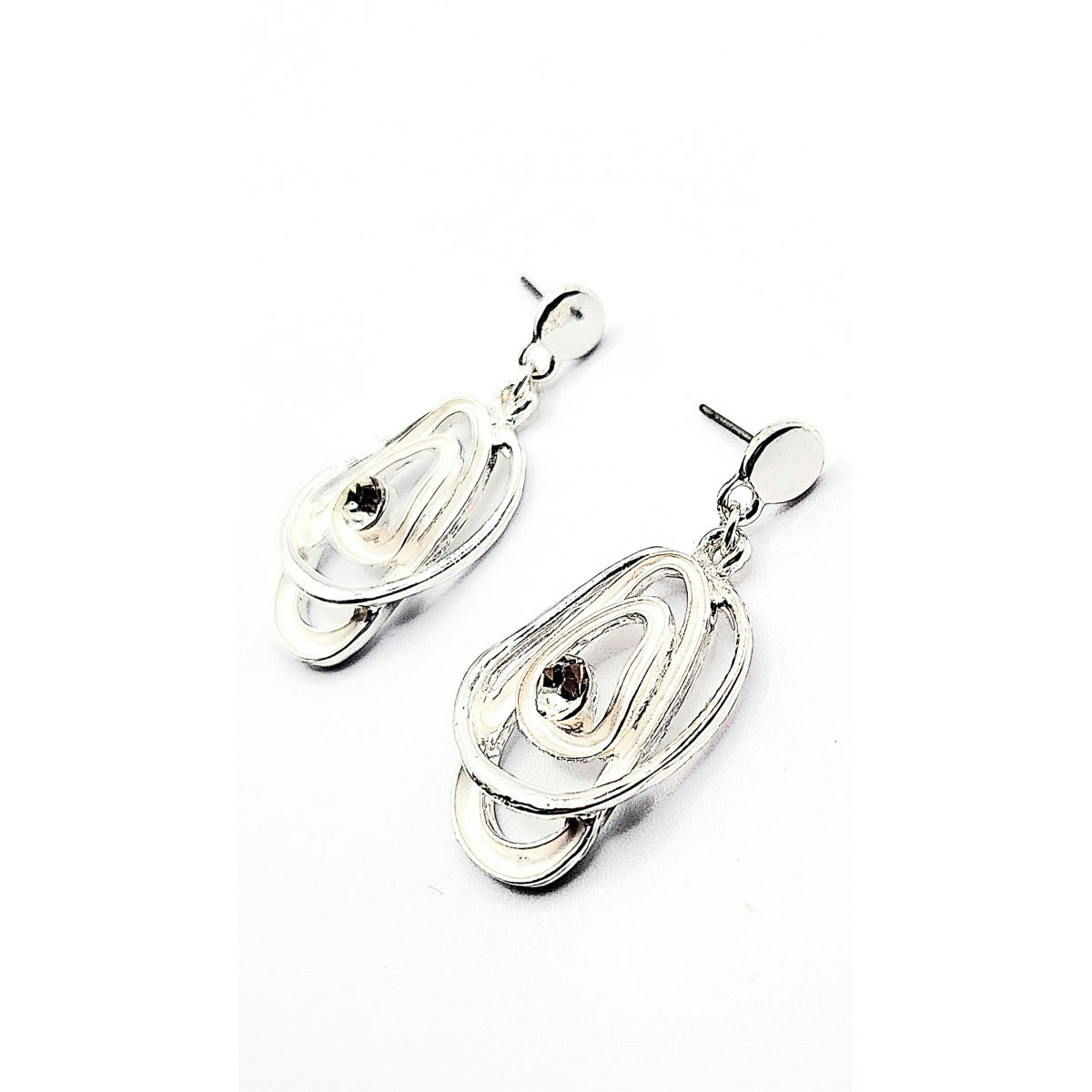 Abstract Layered Crystal Necklace & Earrings Set