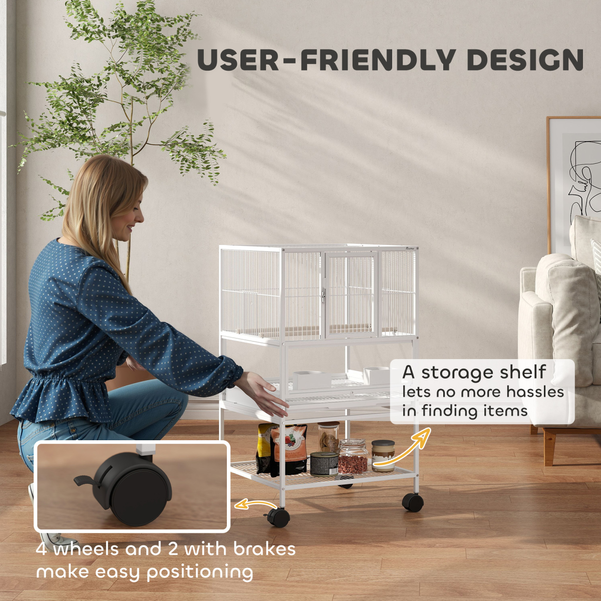 Bird Cage Starter Kit with Detachable Rolling Stand