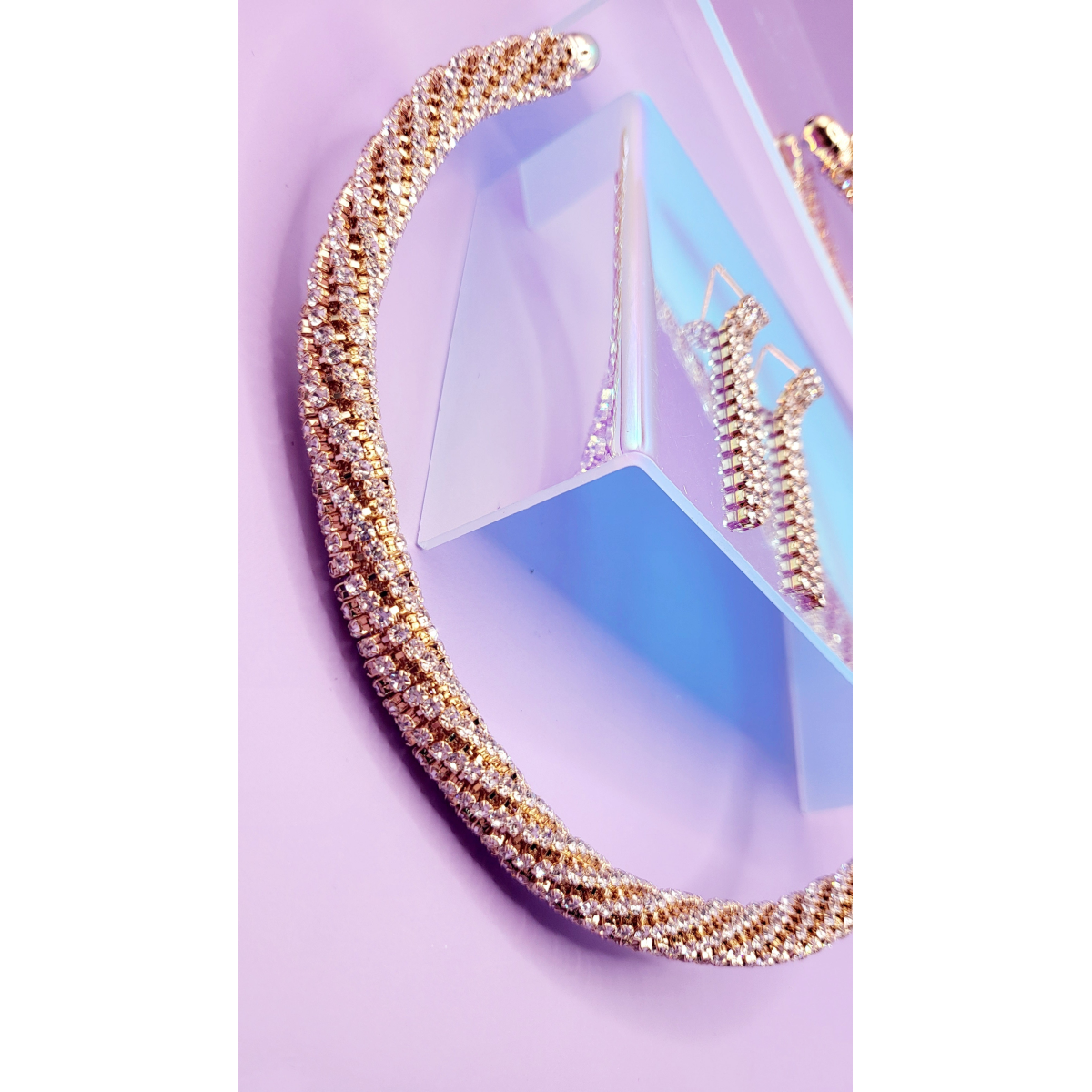 Glitz Rope Crystal Duo Choker & Earrings