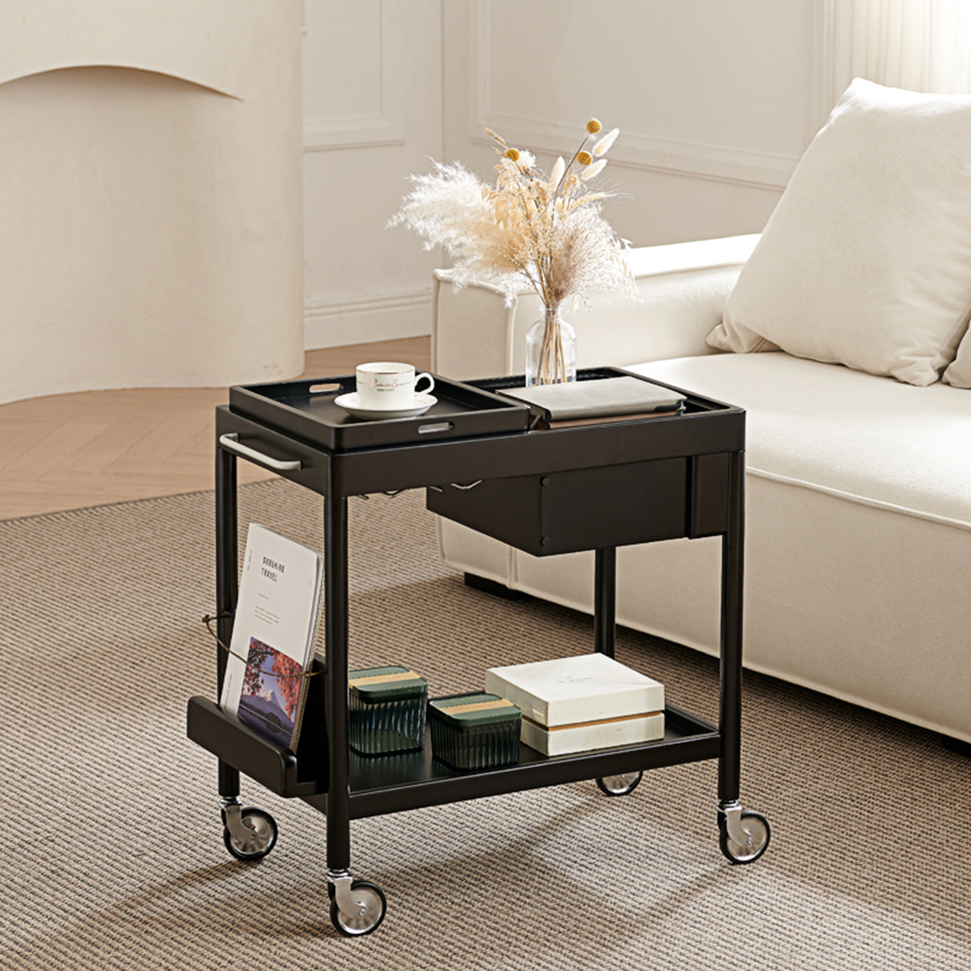 Orion With Magazine Rack Side Table With Trolleys