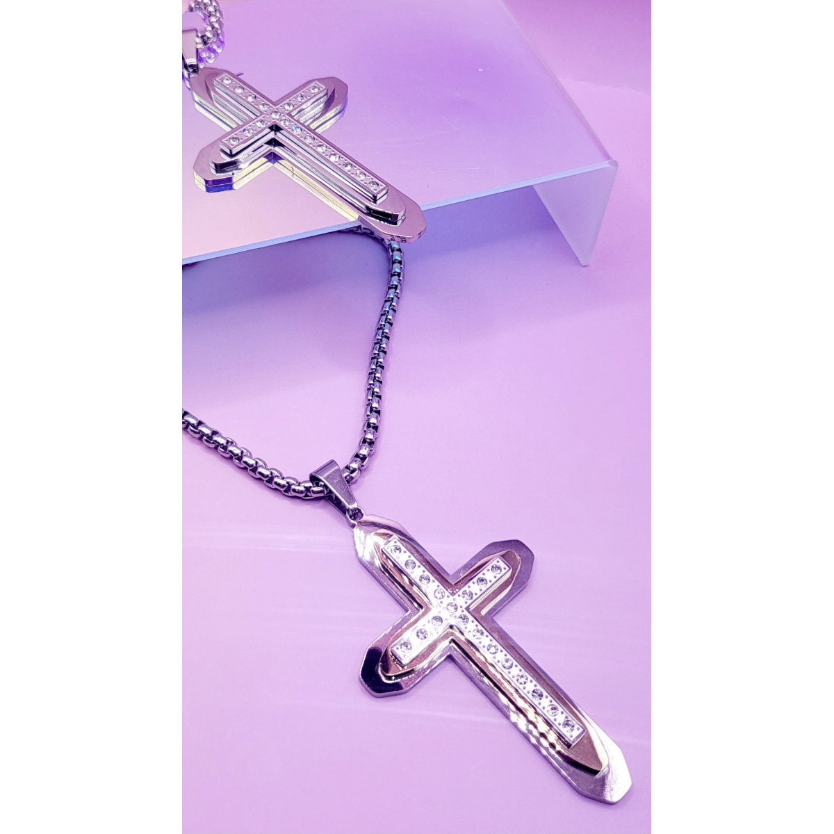 Two Tone Cross Necklace