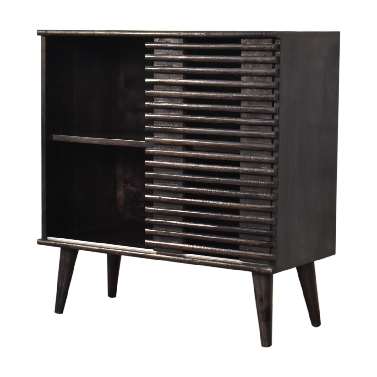Artisan Furniture Solid Wood Kobe Cabinet, Black, Sliding Door and 2 Drawers