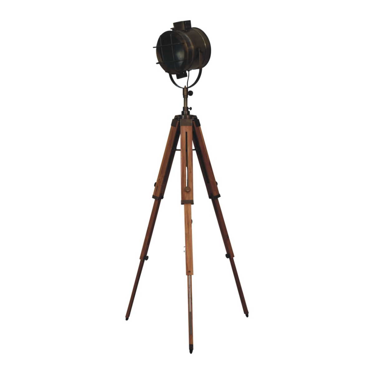 Artisan Furniture Home Decor Accessories - Caged Brass Spotlight Floor Lamp