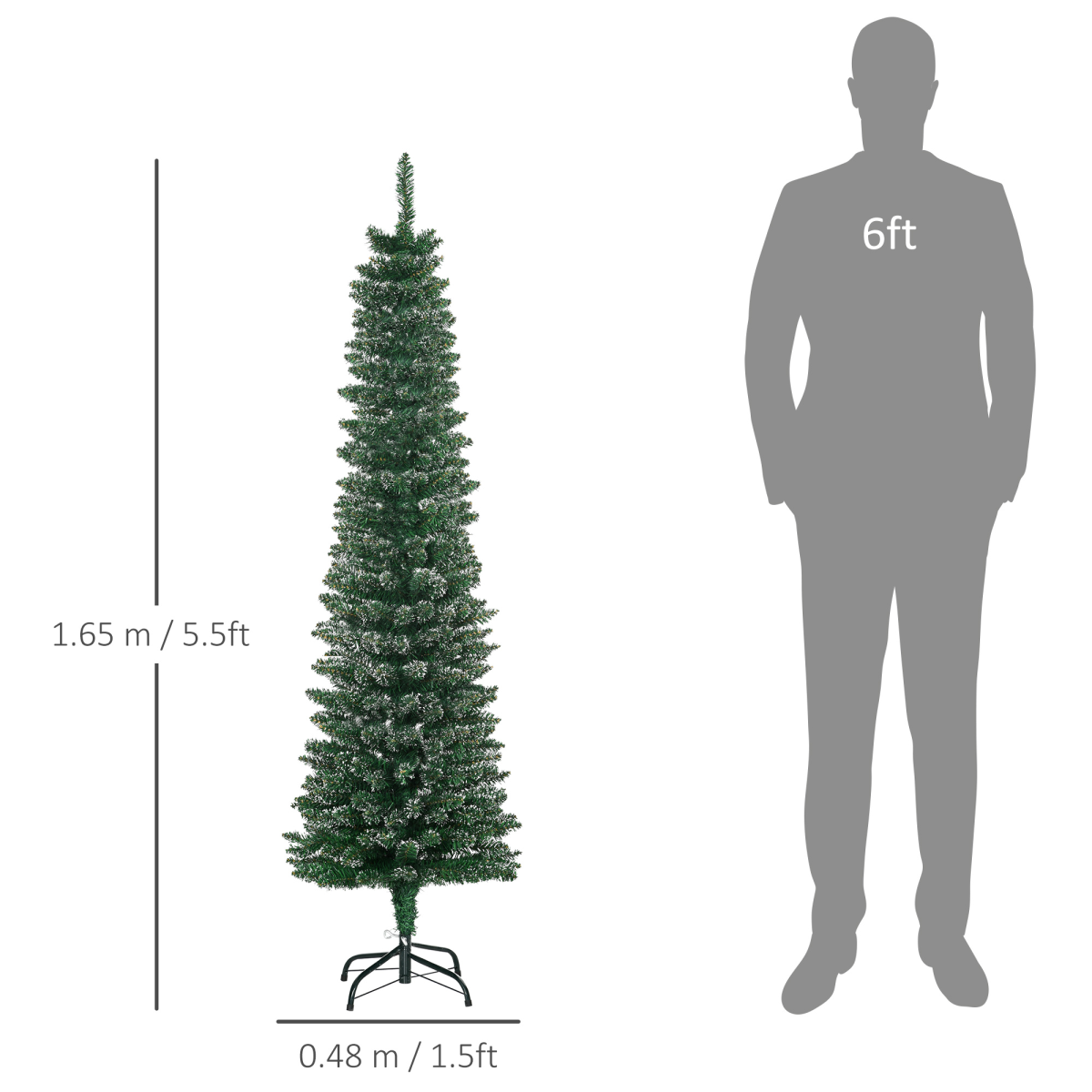 5.5FT Artificial Snow Dipped Christmas Tree Home Indoor Green HOMCOM