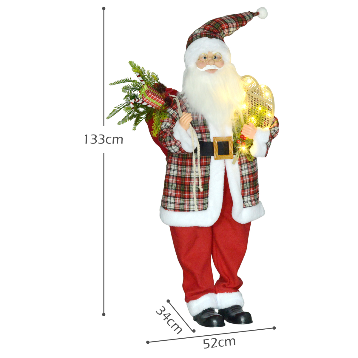 HOMCOM 133cm Animated Santa Claus w/ Sound Activated Festive Music for Party