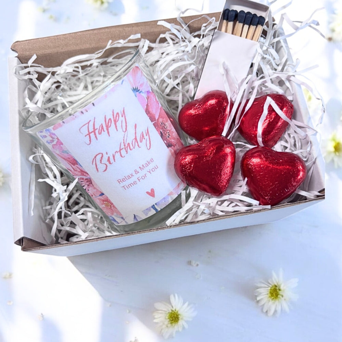 Pink Happy Birthday Candle Gift Set | Birthday Gift Box For Her | Personalised Birthday Gift | Birthday Gift Hamper | Sisters Birthday Gift