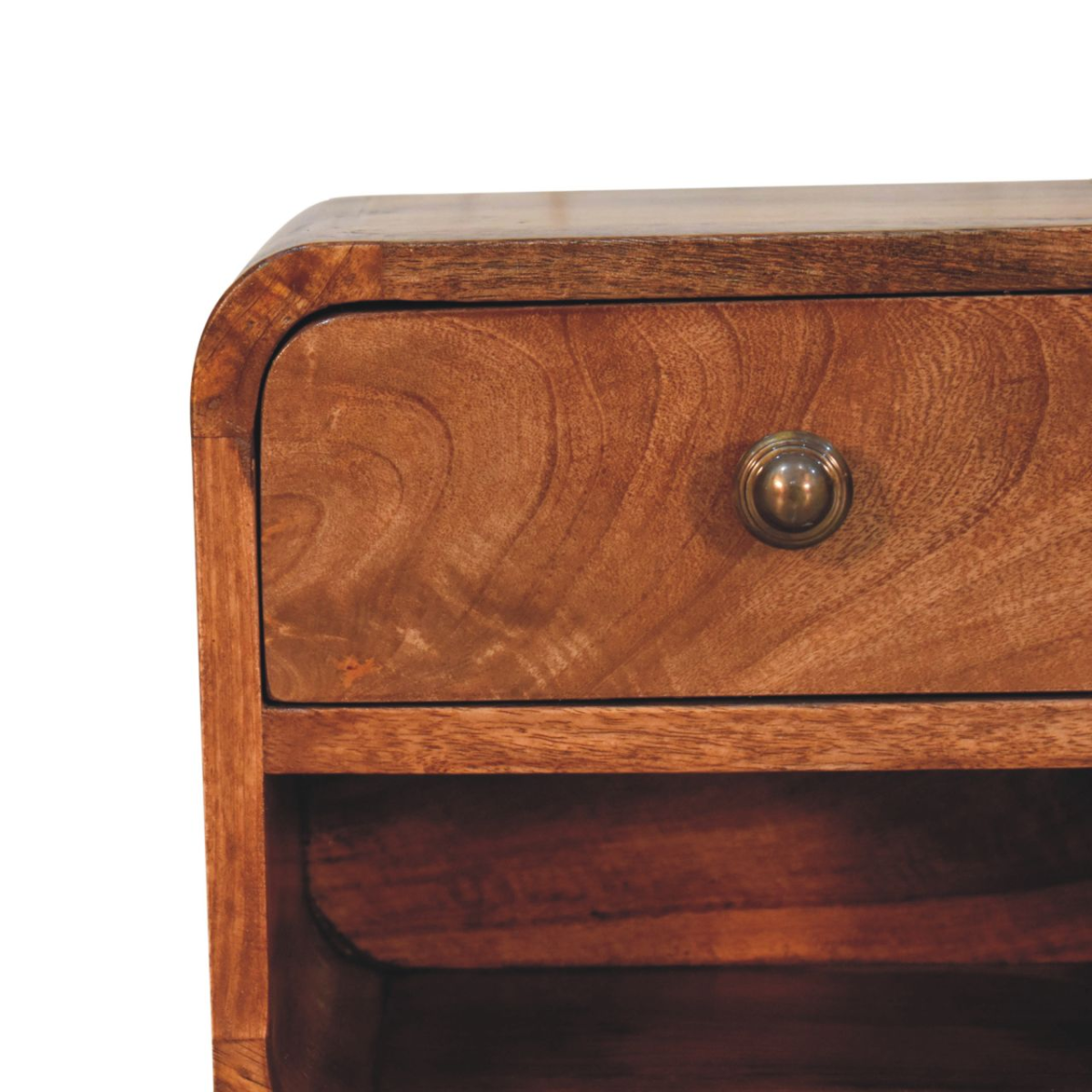 Artisan Furniture Solid Wood Mini Honey Caramel Wall Mounted Bedside with Open Slot, Light Brown, 1 Drawer and 1 Shelf