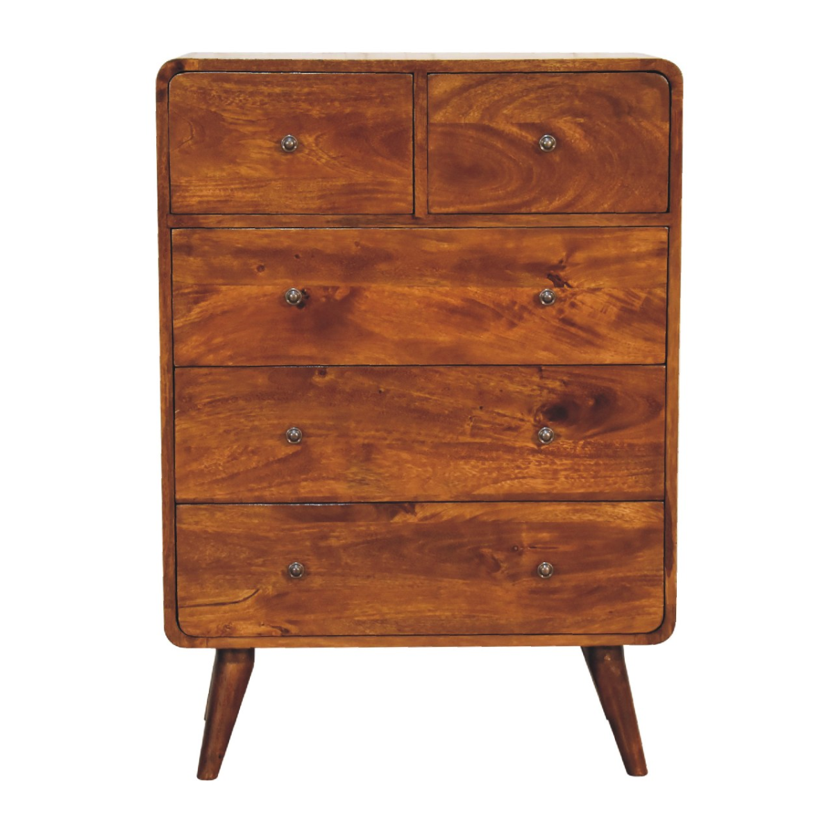 Artisan Furniture Solid Mango Wood 2 over 3 Curved Chestnut Chest