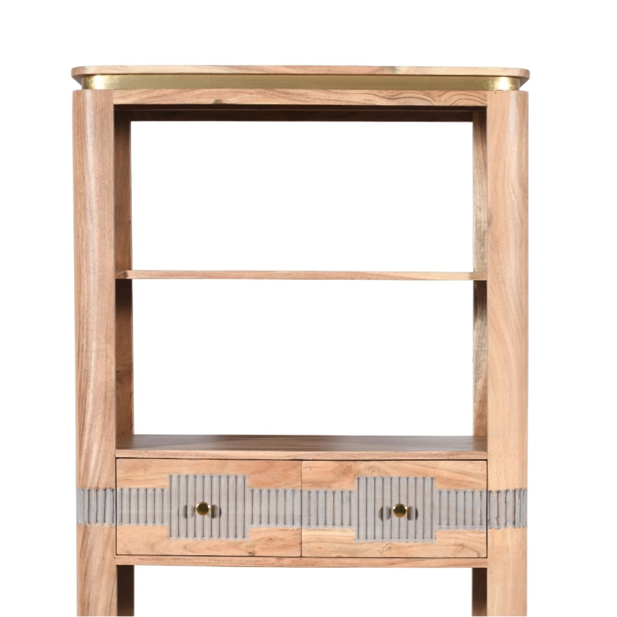 Wilton Acacia Wood 2 Drawers Open Bookcase