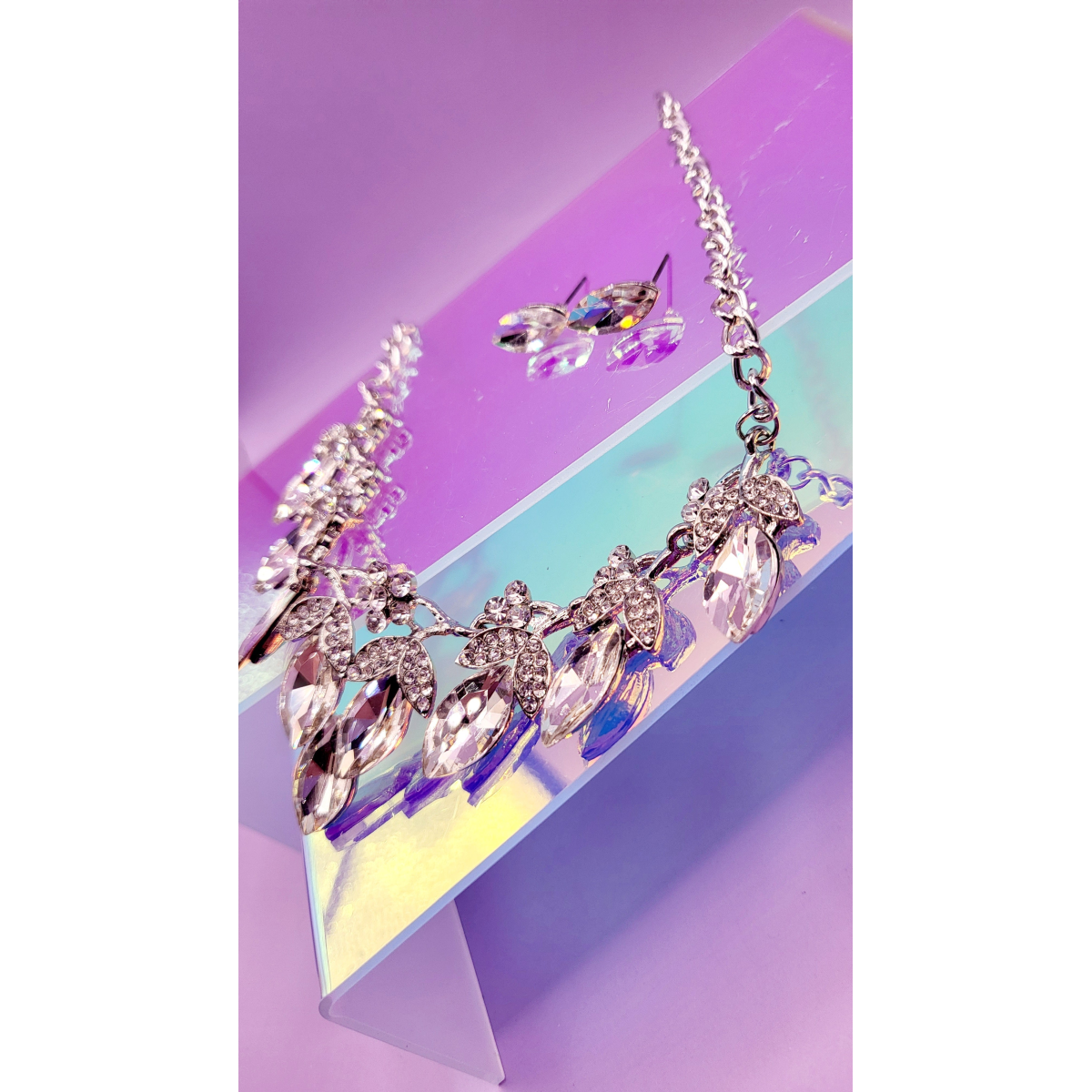 Teardrop Crystal Duo Necklace & Earrings