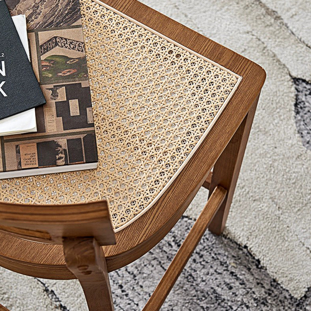 Rico Bar Chair, Rattan & Solid Wood