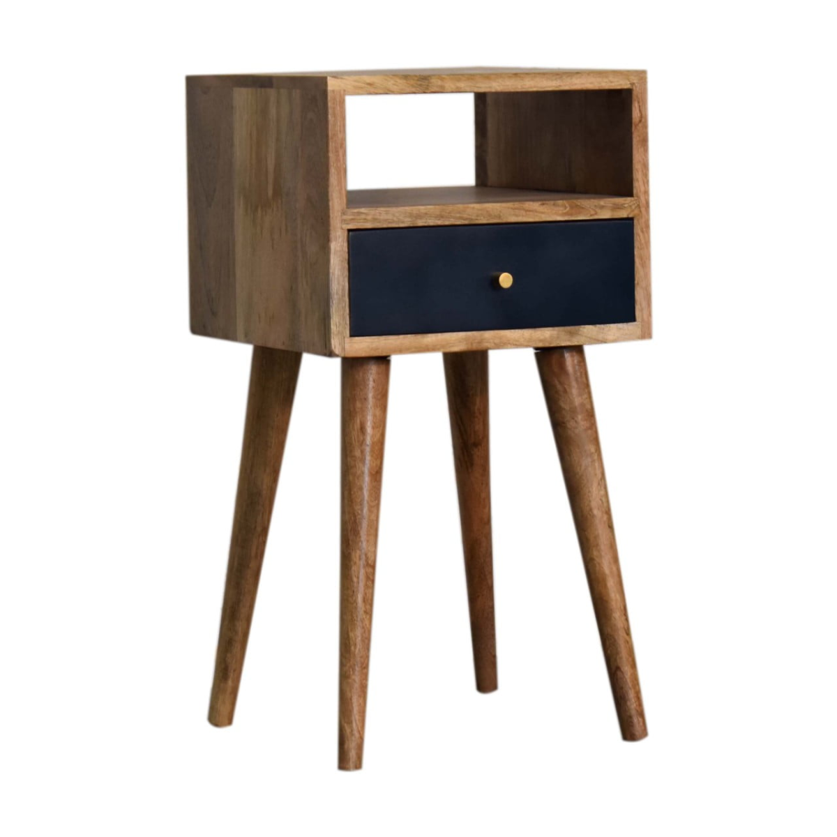 Artisan Furniture Solid Wood Mini Navy Blue Hand Painted Bedside