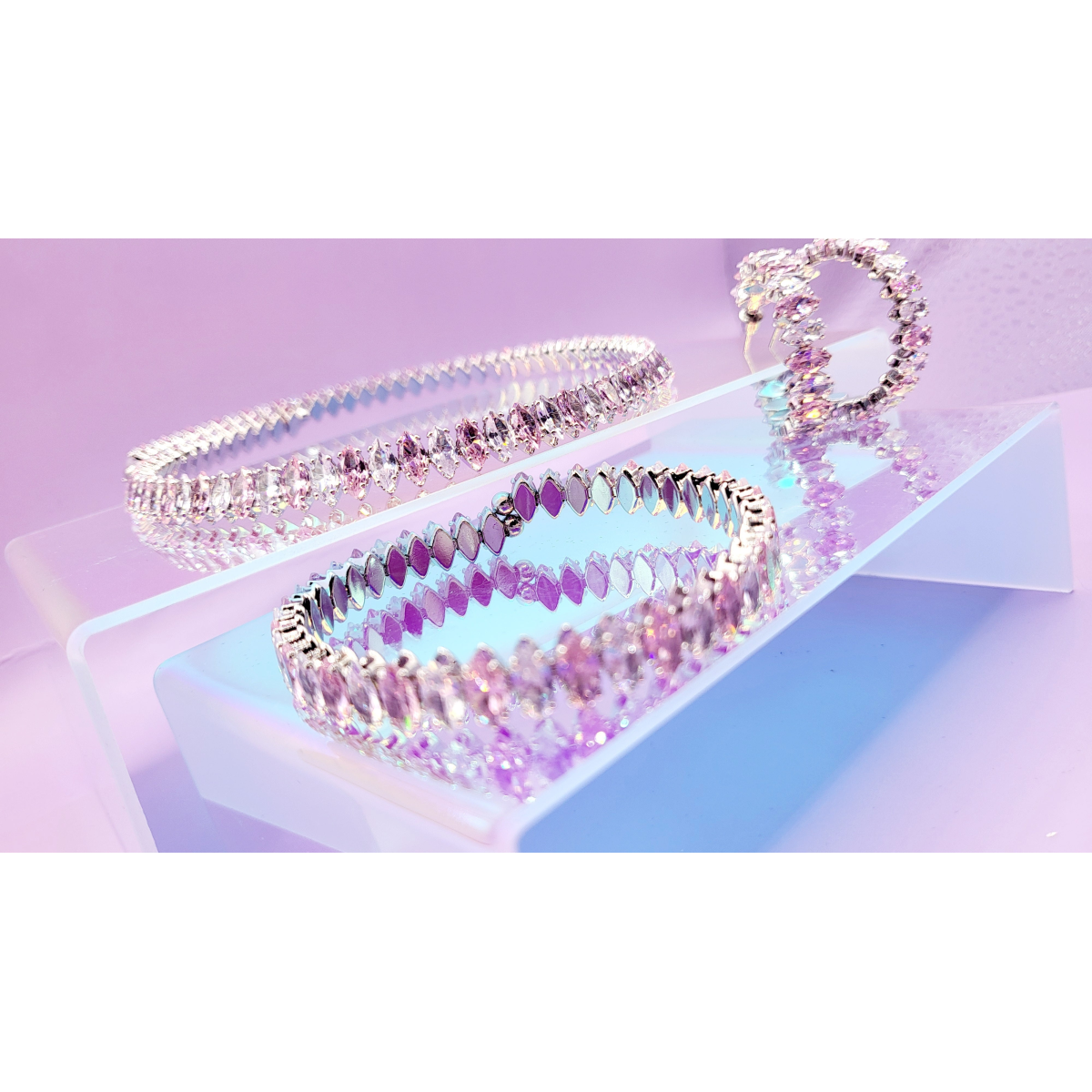 Aurora Crystal Trio Choker, Bracelet & Earrings