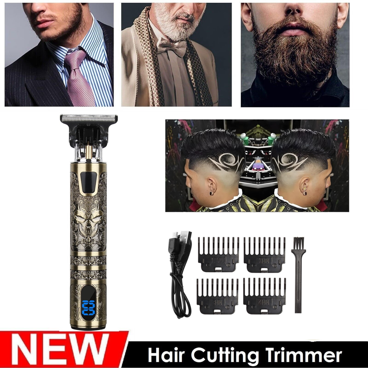 Small LCD Screen Display Professional Men Cordless Hair Clippers Beard Trimmer Cutting Machine Kit