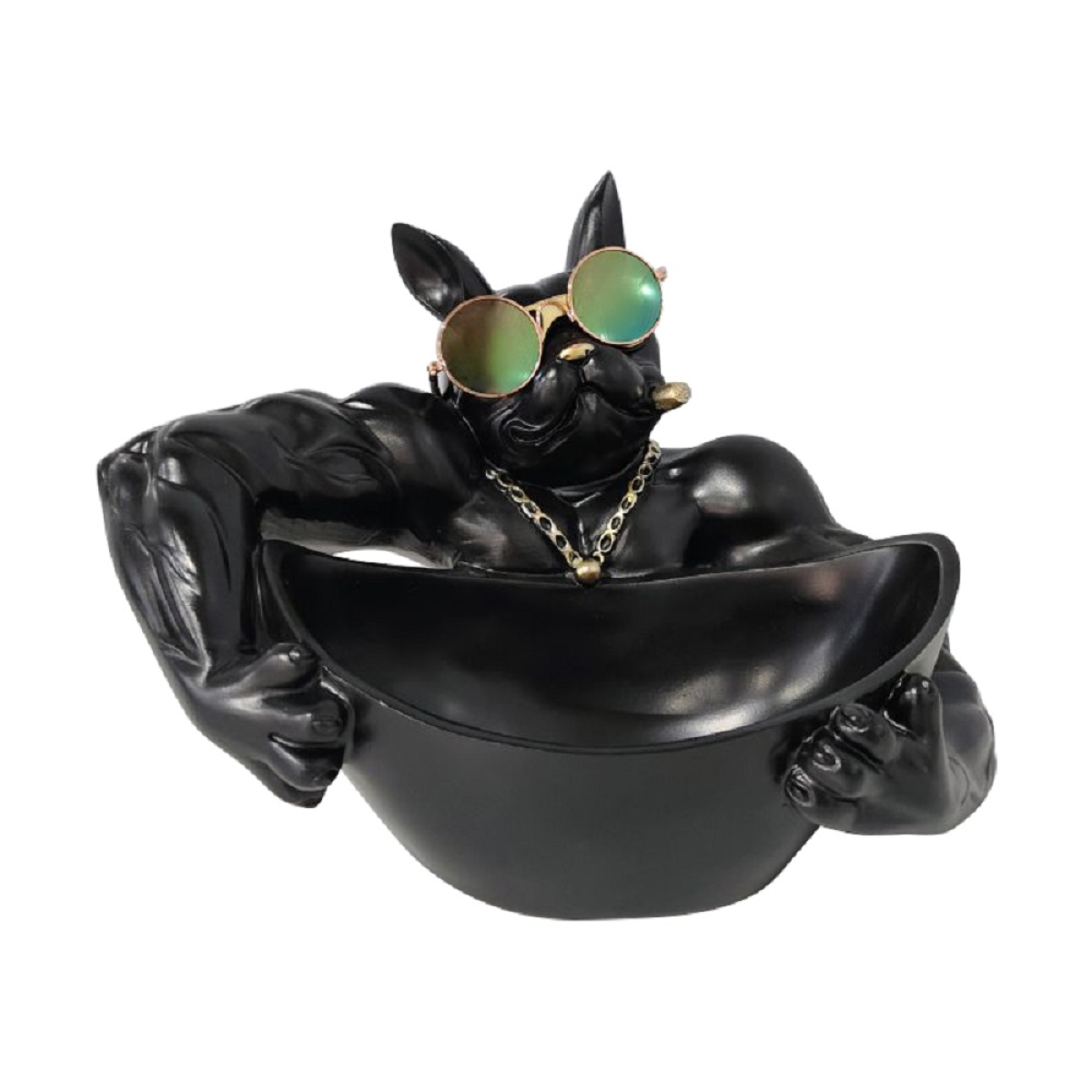 Bulldog Storage Sculpture, Resin Cool Dog Bulldog Statue Storage Tray, Bulldog Tray Ornament Key Snack Holder