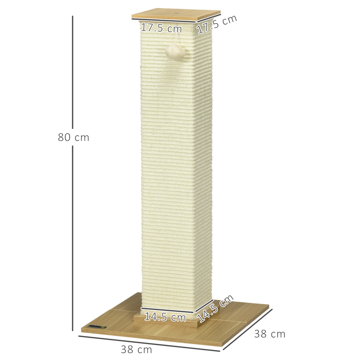 Premium 80cm Sisal Rope Cat Scratching Post - Durable & Interactive Toy Ball