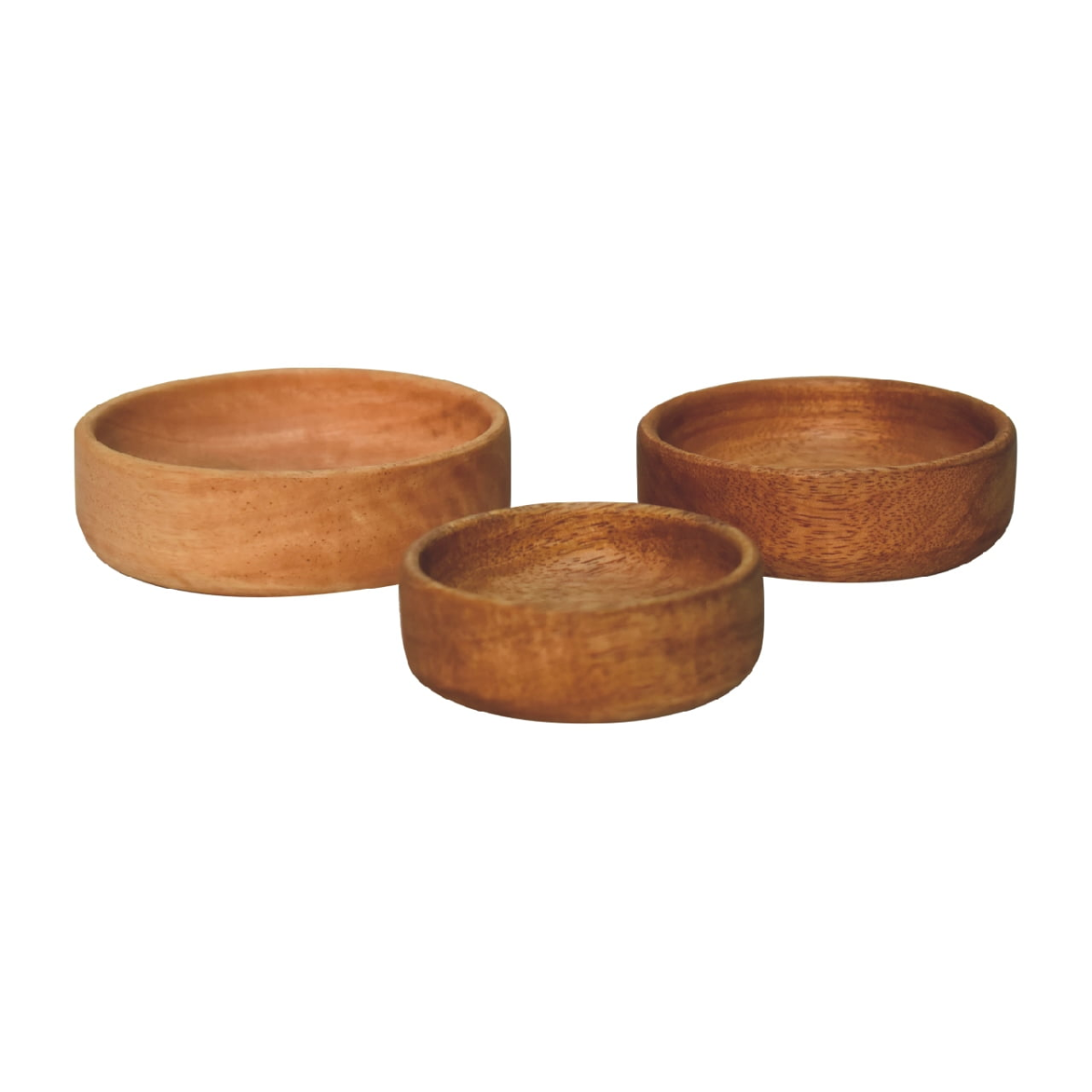 Artisan Furniture Serveware - Solid Wood Fruit Bowl Set of 3, Light Brown