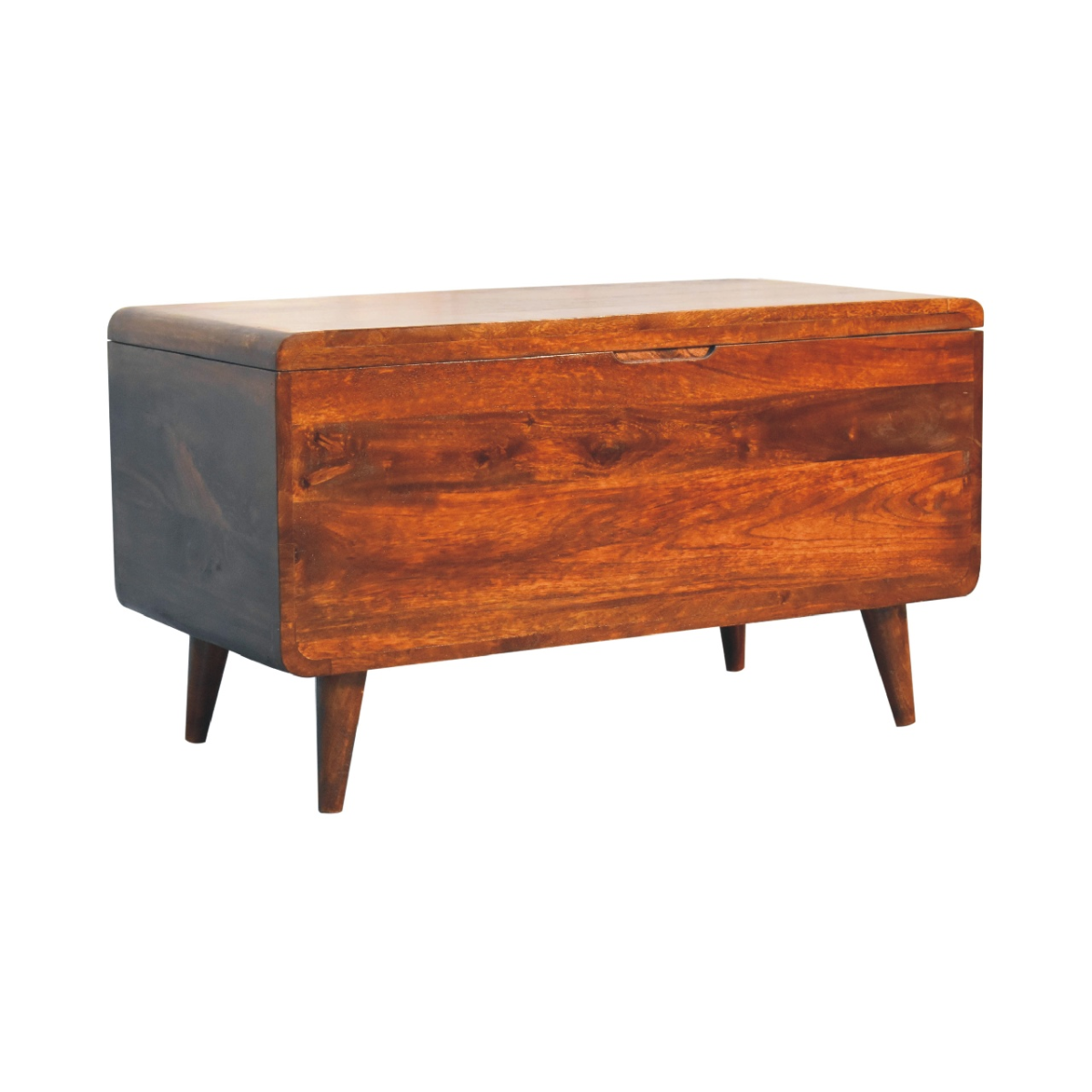 Artisan Furniture Solid Wood Curved Chestnut Lid-up Blanket Box, Brown