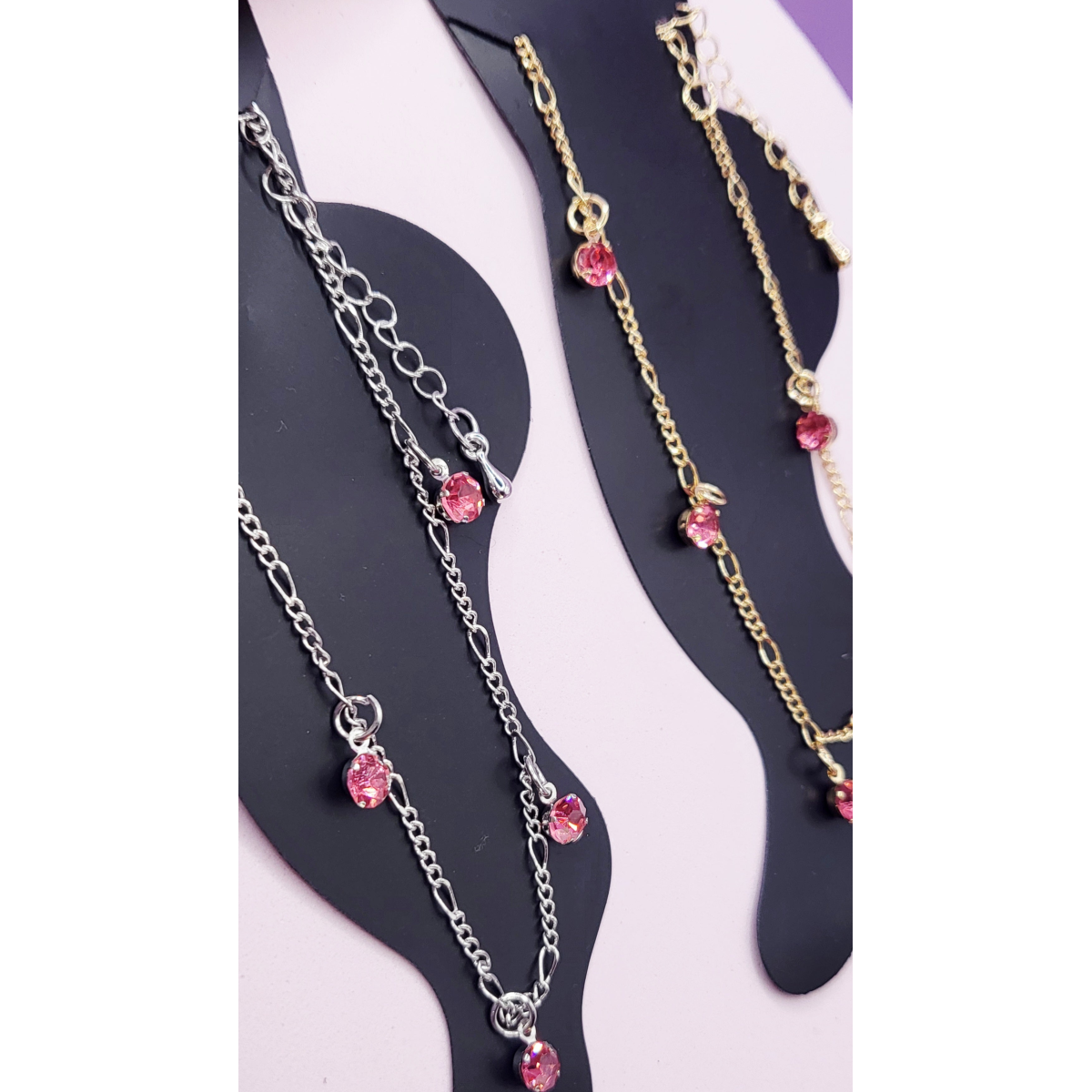 Pink Crystal Charm Anklet