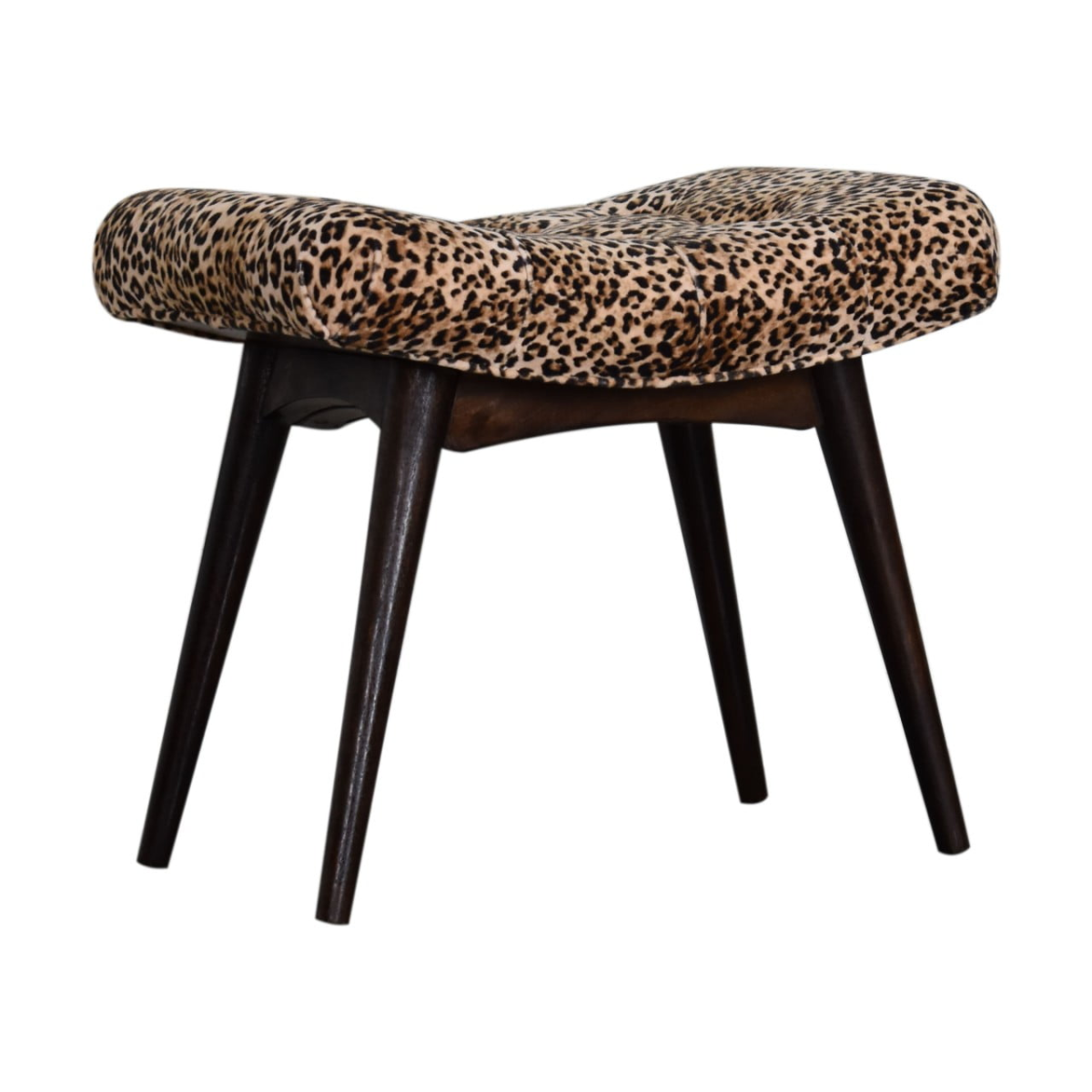 Artisan Furniture Solid Wood Leopard Print Curved Bench