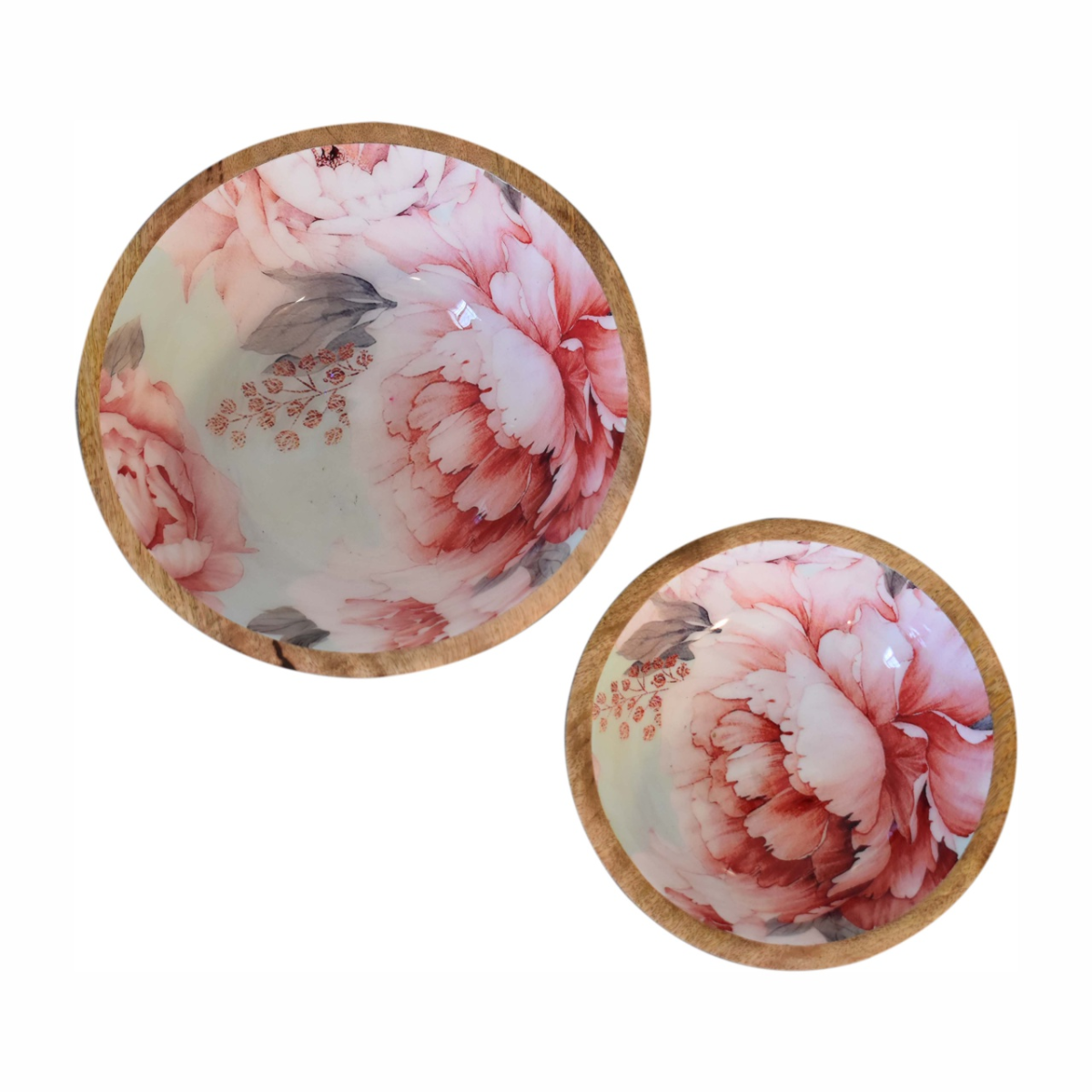 Artisan Furniture Serveware - Pink Floral Bowl Set of 2