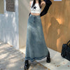 Women's Frayed Denim Skirt Retro Blue