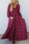 Women's V-neck Long-sleeve Waist-cinching Bodycon Dress