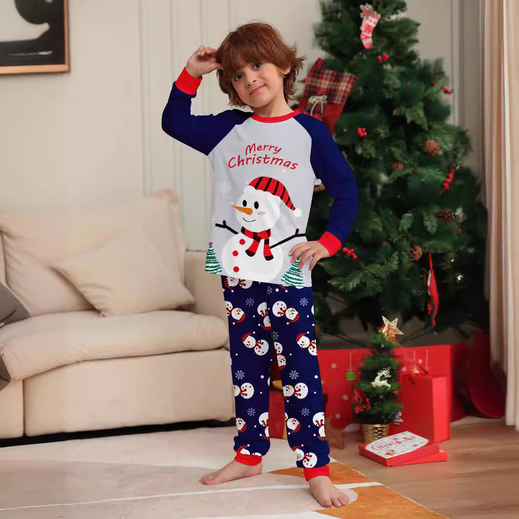 White Snowman Parent-Child Christmas Pajamas Cartoon Family Set