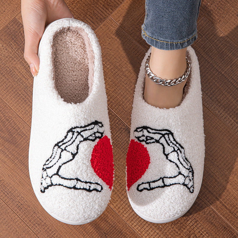Luxurious Love Black Hand Thickened Cotton Slippers - Non-Slip, Warm & Wear-Resistant