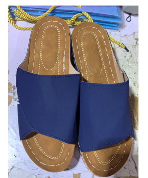 Summer Wedge Slides Slippers Fashion Fish Mouth Thick Bottom Roman Shoes Solid Color Beach Sandals For Women