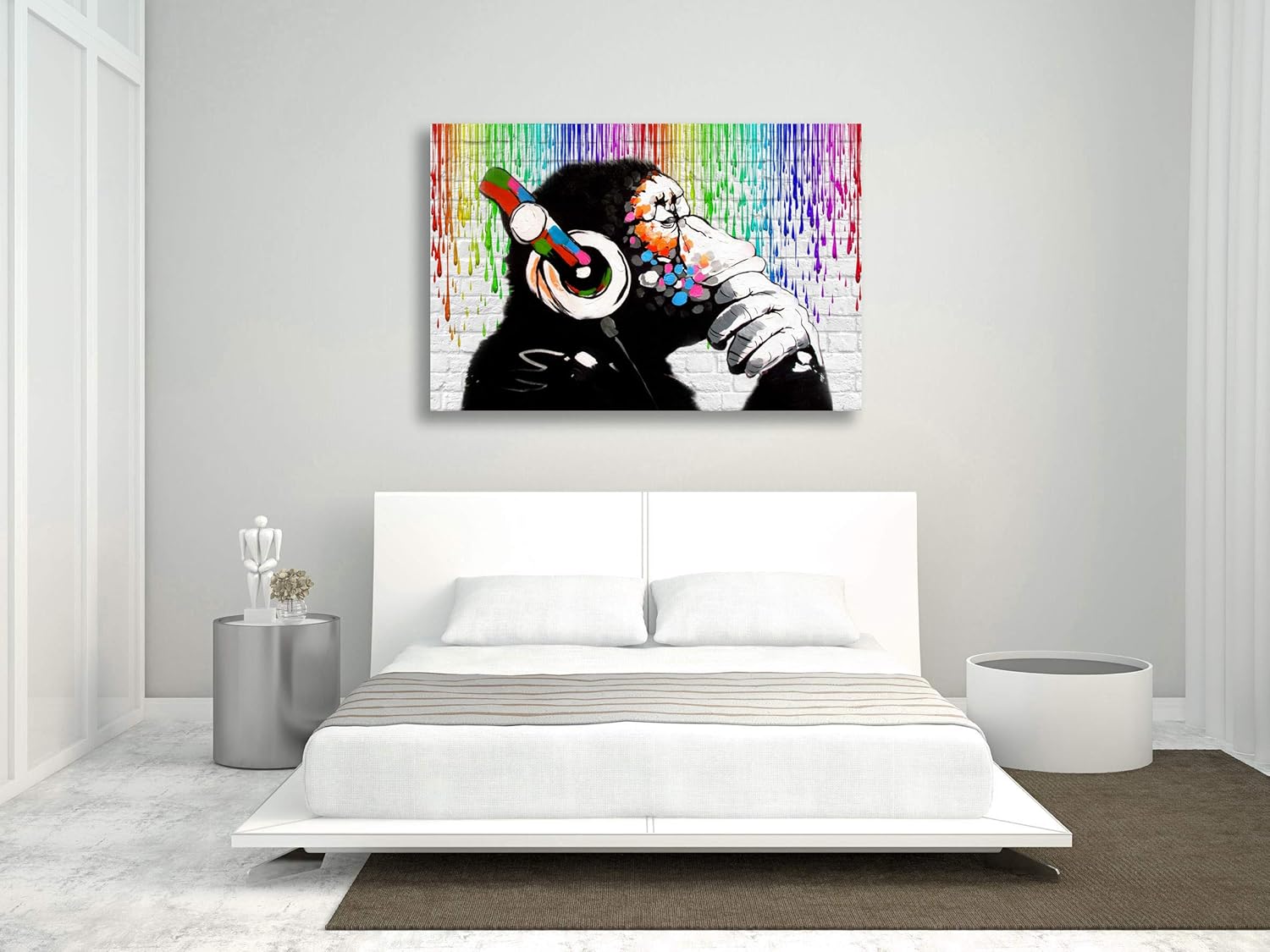 Banksy Style Monkey Canvas Art Street Art Print 24x16 Inch Wall Decor