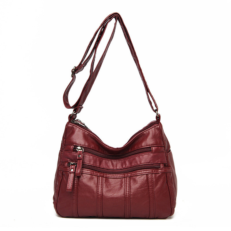 New Trendy Soft Leather Multilayer Messenger Bag