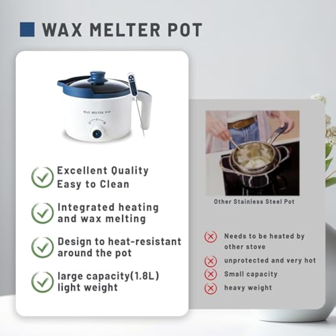 Ksedcon Electric Wax Melting Pot with Thermometer for Adult, Wax Melter for Candle Making with Pour Spout, Candle Heater Pot to Make Your Own Candles(UK Plug)